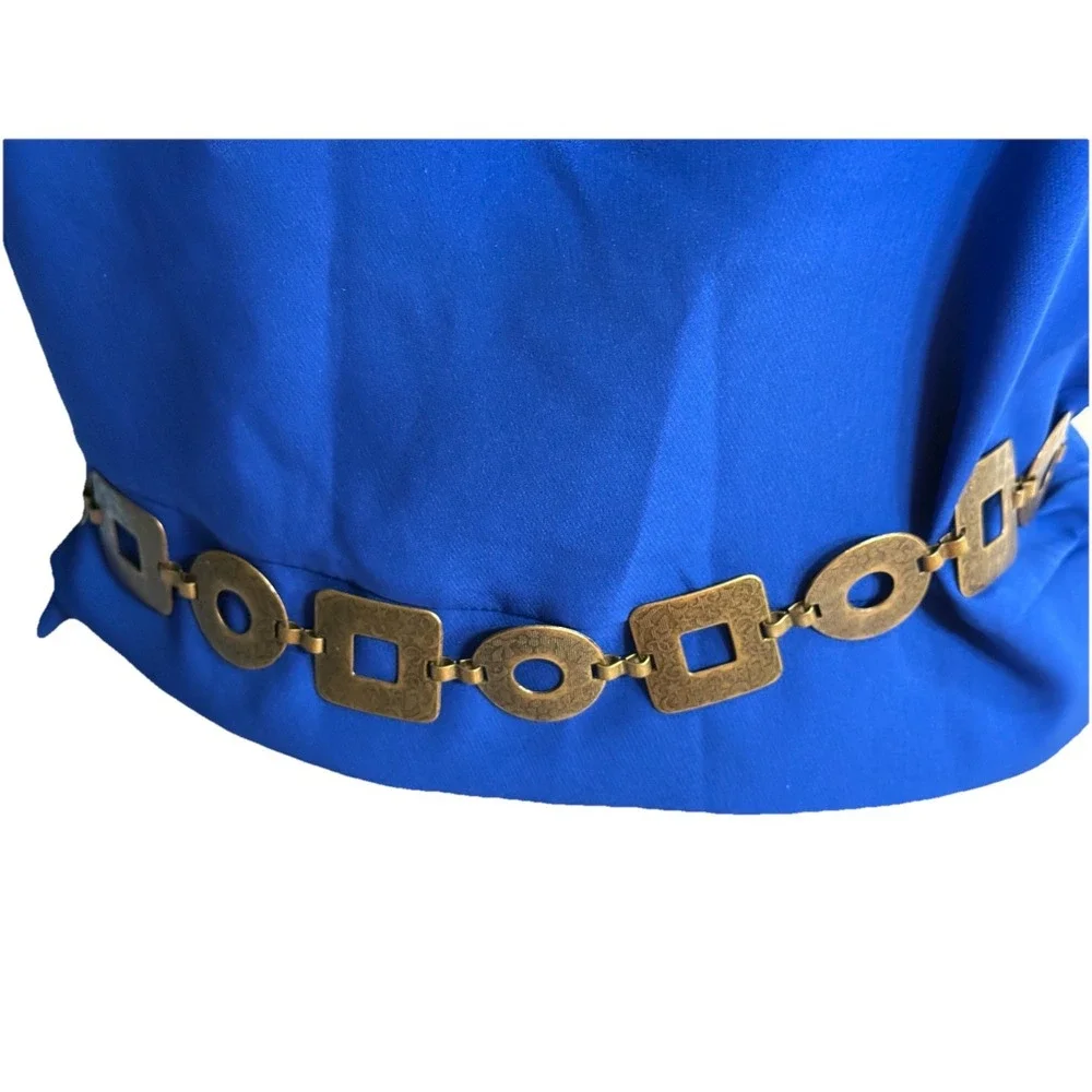VTG metal belt Hippie BOHO Geometric hain Waist 90's YTK Gold Bronze Tone 39